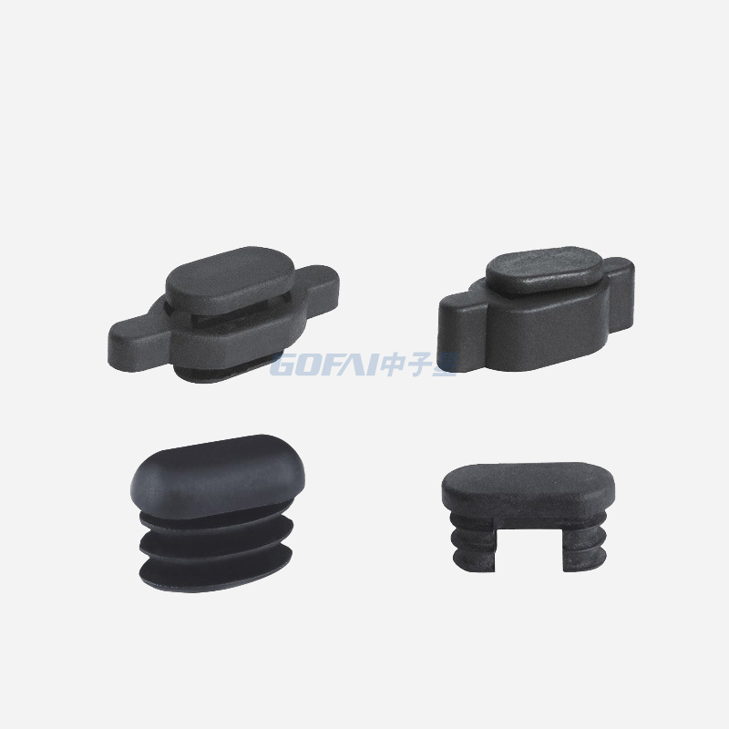 Tapones de tubería de inserción de tubo de tapa de extremo ovalado oblicuo de plástico negro de muebles de proveedor